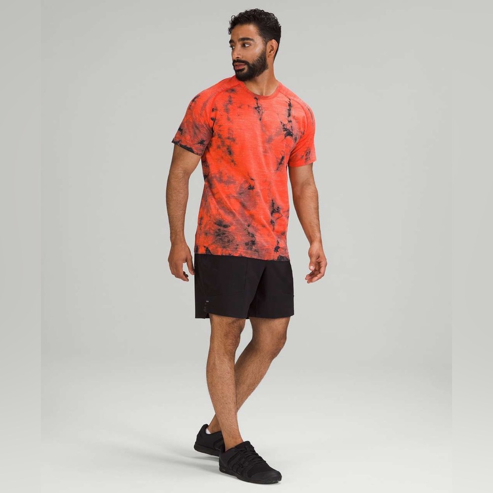 lululemon athletica Orange and Black Tie-Dye Short Sleeve Performance Tee